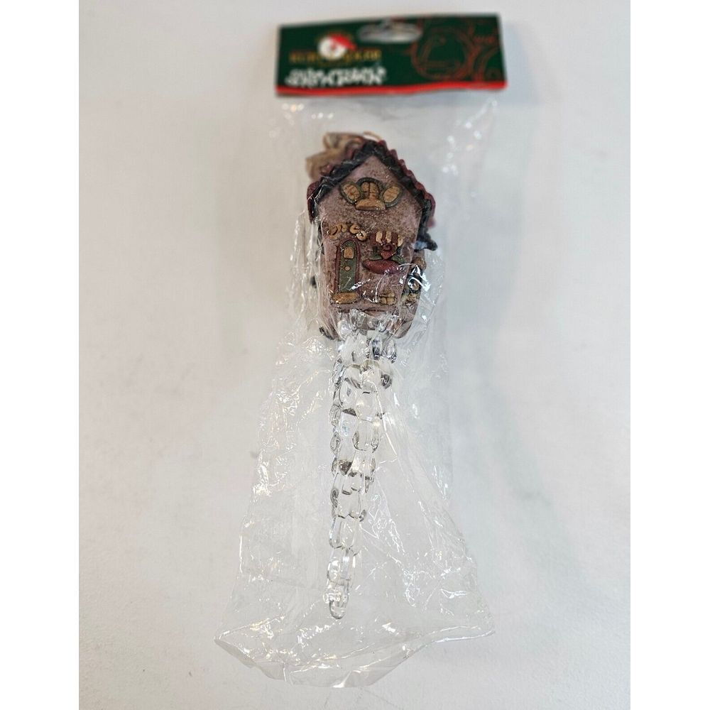 VTG‎ Kurt Adler Snowtown Christmas Ornament Icicle with House Topper Folk 7.5"